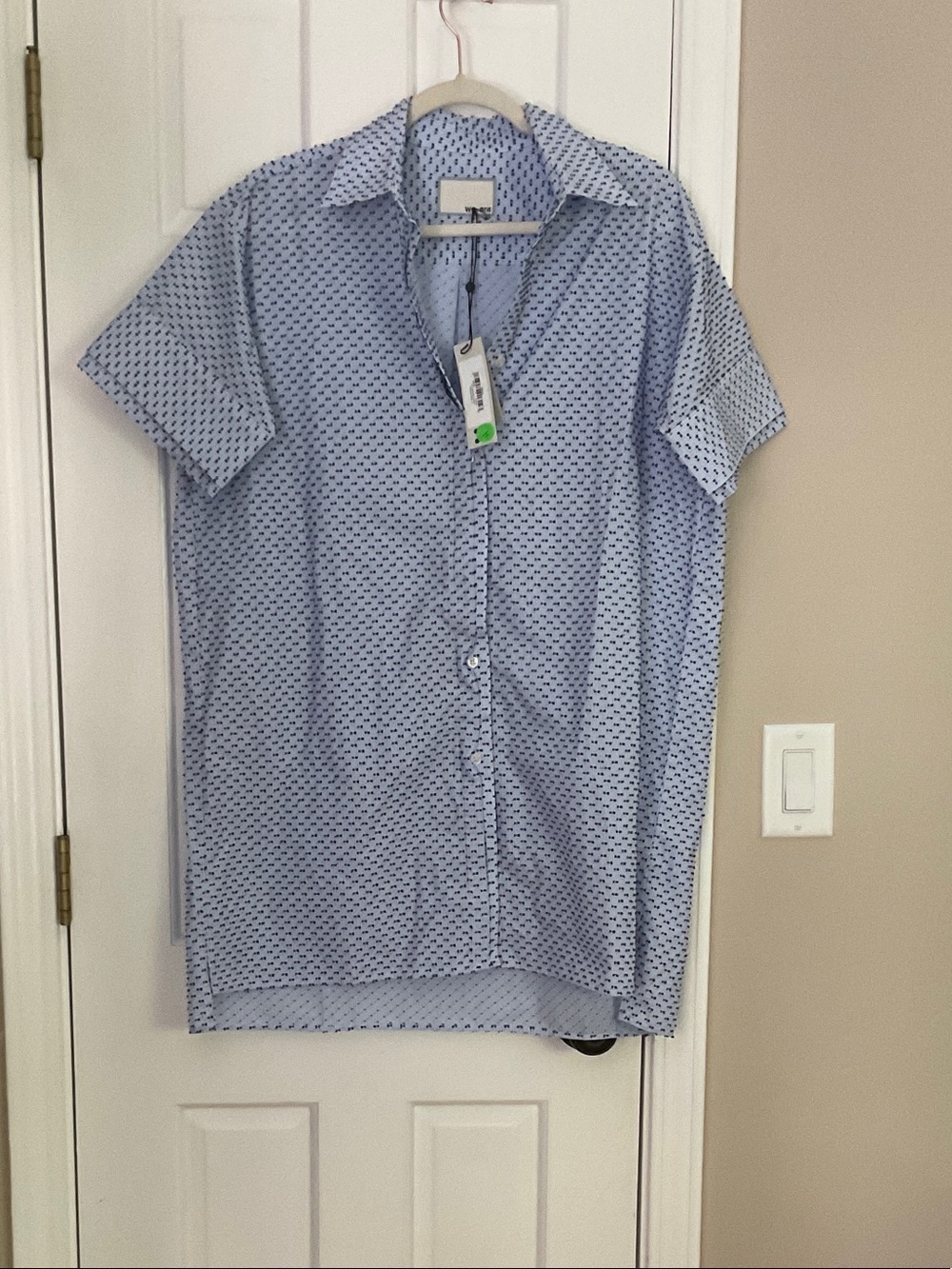 We-ar4 Sleeve Button-Down dress Micro Print